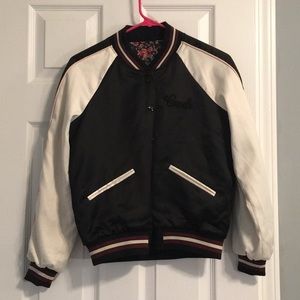 Reversible Black Floral Varsity Jacket